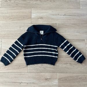 Abercrombie Quarter Zipped Knit Striped Sweater